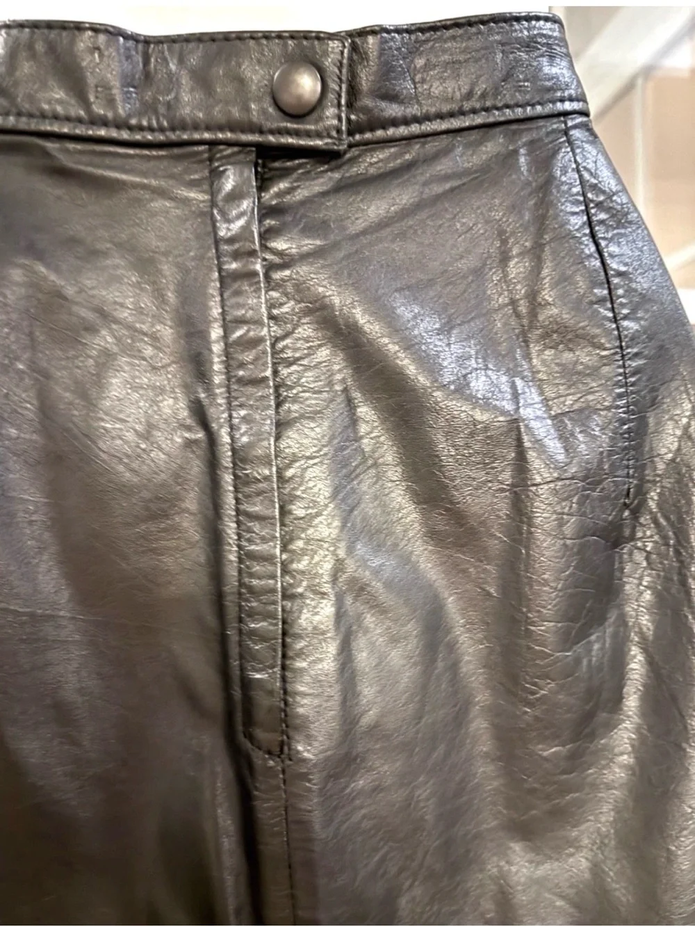 🖤COMIT🖤 VTG LEATHER BACK SLIT LINED BELOW KNEE PENCIL SKIRT❤️‍🔥